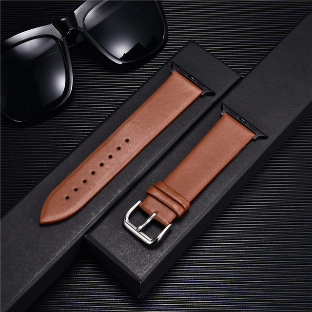 Genuine Leather Band Watch Bracelet Light Brown